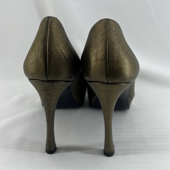 YSL Yves Saint Laurent open toe pumps heels bronze 38 - Picture 8 of 15